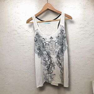 White and Black Patterned Women's Top XL fairy grunge whimsygoth glam